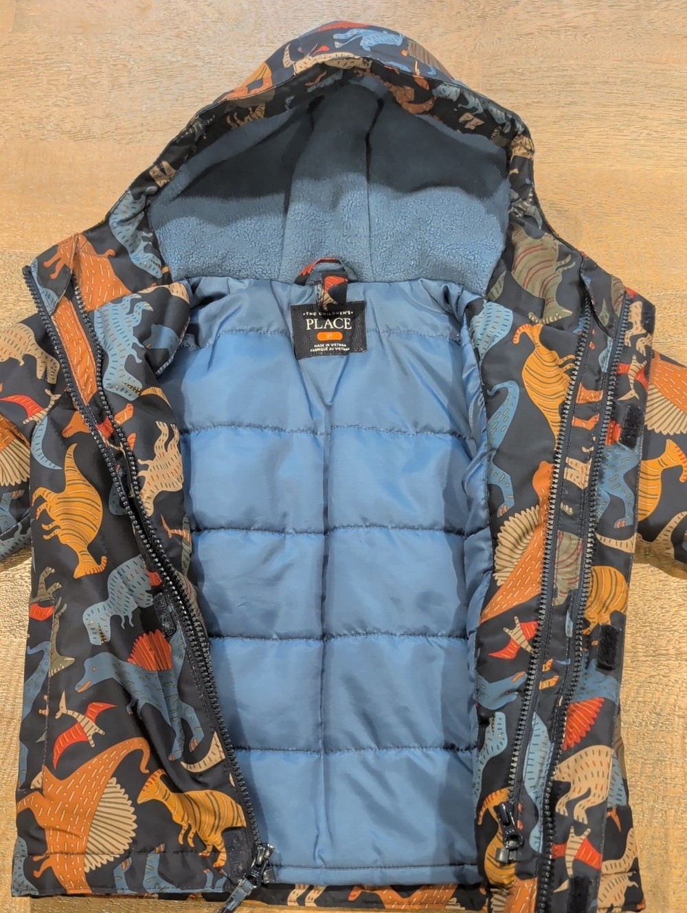The Children’s Place Boys 3T 3-in-1 Dinosaur Jacket Fleece Liner